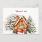 Kerst Vrede op Aarde Gingerbread House Briefkaart (Voorkant)