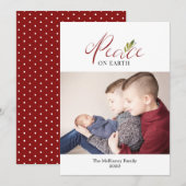 Kerst Vrede op Aarde Rode Bourgondië Foto Feestdagenkaart (Voorkant / Achterkant)