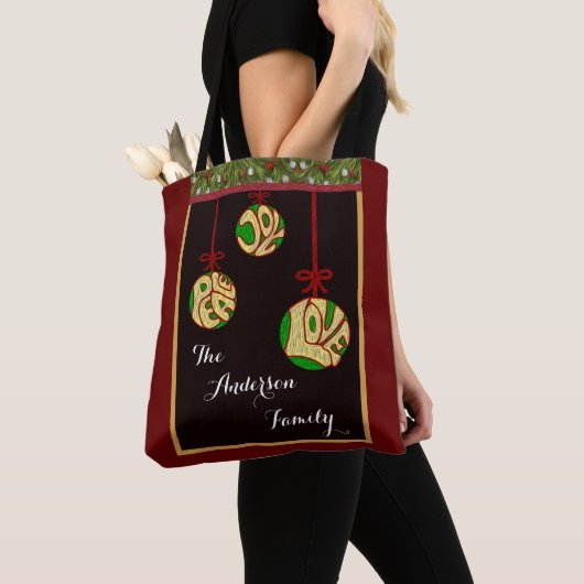 Kerst Vrede Vrede Liefde Familie Personaliseren Tote Bag (Dichtbij)