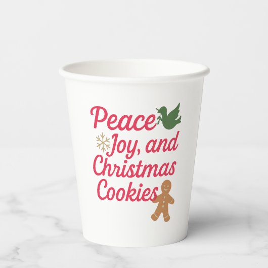 Kerst Vrede vreugde koekjes citaat rood Papieren Bekers (Achterkant)
