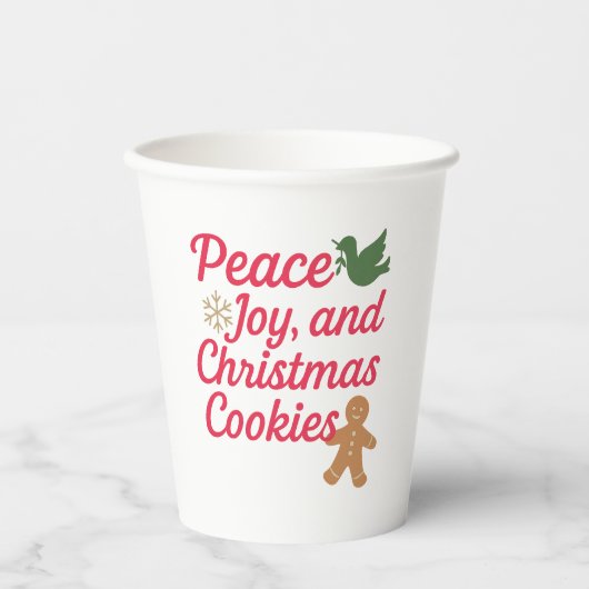 Kerst Vrede vreugde koekjes citaat rood Papieren Bekers (Voorkant)