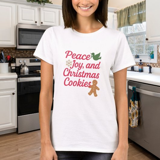 Kerst Vrede vreugde koekjes citaat rood T-shirt