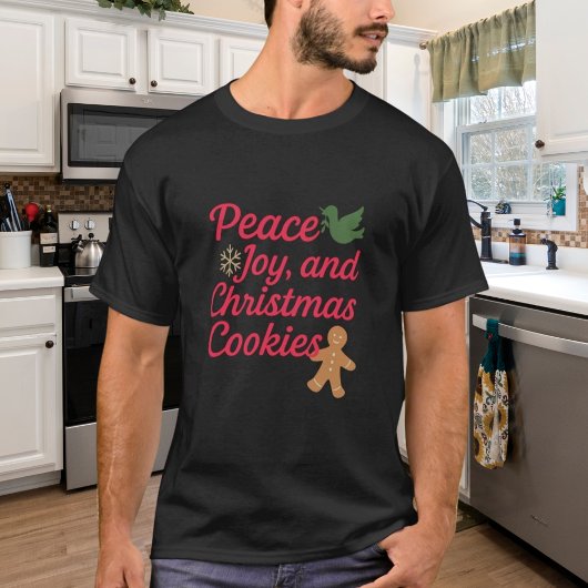 Kerst Vrede vreugde koekjes citaat rood T-shirt