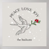 Kerst Vrede Vrolijkheid Sneeuwvogel Vakantie Poster (Voorkant)