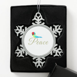 Kerst Vredesboodschap Vogel Tin Sneeuwvlok Ornament