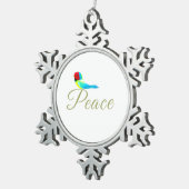 Kerst Vredesboodschap Vogel Tin Sneeuwvlok Ornament (Rechts)