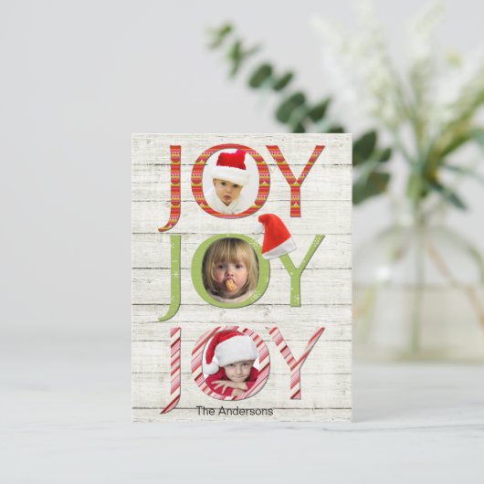 Kerst Vreugde Aangepaste Foto Feestdagenkaart (Staand voorkant)