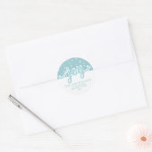 Kerst Vreugde Blauw en Wit Handgeschreven Adres Ronde Sticker (Envelop)