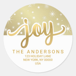 Kerst Vreugde Goud Handgeschreven Retouradres Ronde Sticker