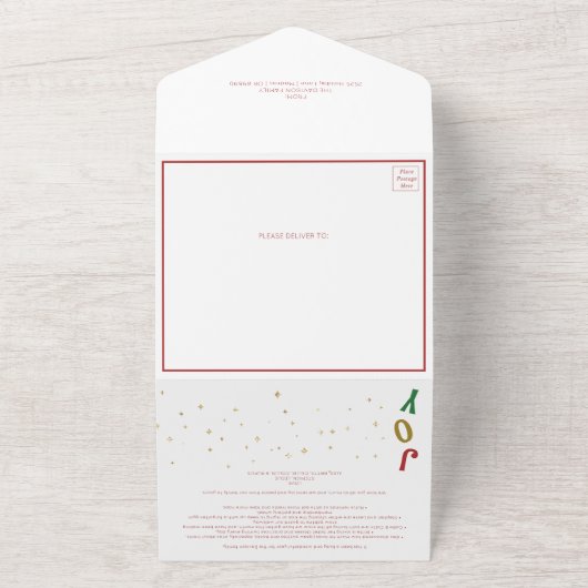 Kerst Vreugde Vijf Foto Collage Scheur Van Keepsak All In One Uitnodiging (Buitenkant)