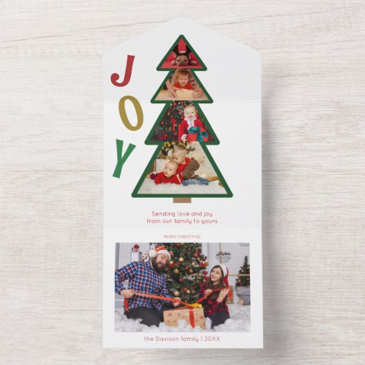 Kerst Vreugde Vijf Foto Collage Scheur Van Keepsak All In One Uitnodiging (Binnen)