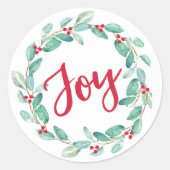 Kerst Vreugde waterverf krans stickers (Voorkant)