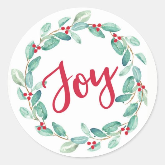 Kerst Vreugde waterverf krans stickers (Voorkant)