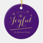 Kerst Vreugdevol Script Familienaam Modern Chic Keramisch Ornament (Voorkant)