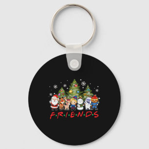 Kerst Vrienden Kerstman Rudolph Sneeuwman Familie Sleutelhanger
