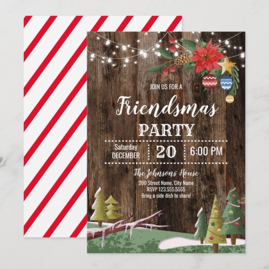 Kerst "Vriendjesfeest" Kaart (Voorkant / Achterkant)