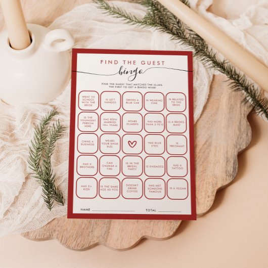 Kerst Vrijgezellenfeest Bingo Kaart