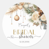 Kerst Vrijgezellenfeest Boho Chic Winter Bloemen Ronde Sticker (Voorkant)