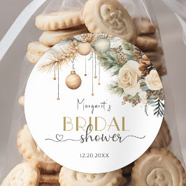 Kerst Vrijgezellenfeest Boho Chic Winter Bloemen Ronde Sticker