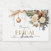 Kerst Vrijgezellenfeest Boho Chic Winter Bloemen Sparkling Wijnetiket (Enkel label)