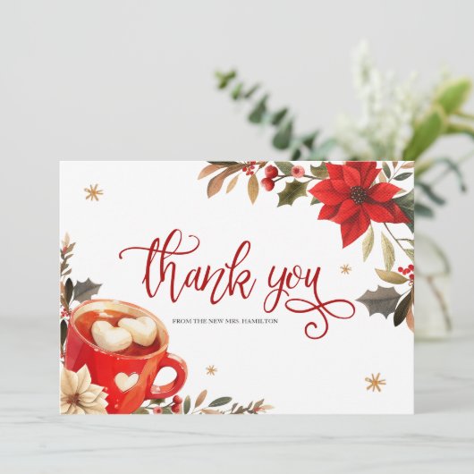 Kerst Vrijgezellenfeest dank u kaart (Staand voorkant)