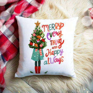 Kerst Vrolijk Alles Gelukkig Altijd Kerstboom Kussen