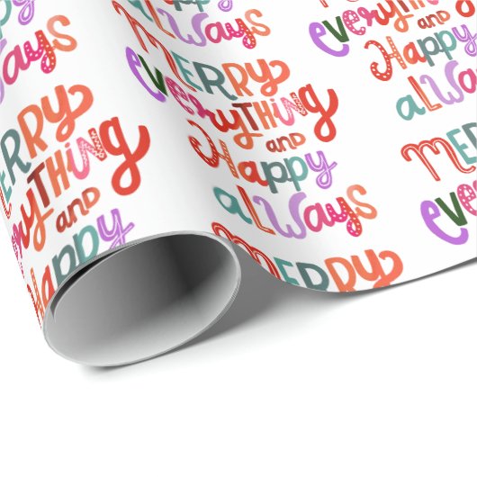 Kerst Vrolijk Alles Gelukkig Altijd Modern Cadeaupapier (Rol Hoek)