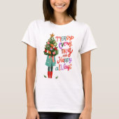 Kerst Vrolijk Alles Gelukkig Altijd Modern T-shirt (Voorkant)