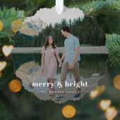 Kerst vrolijk en blij | Modern kerstcouple foto Ornament Kaart