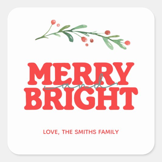 Kerst Vrolijk en Bright Red cadeau Sticker (Voorkant)