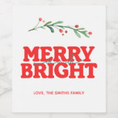 Kerst Vrolijk en Bright Red cadeau Sticker (Enkel label)