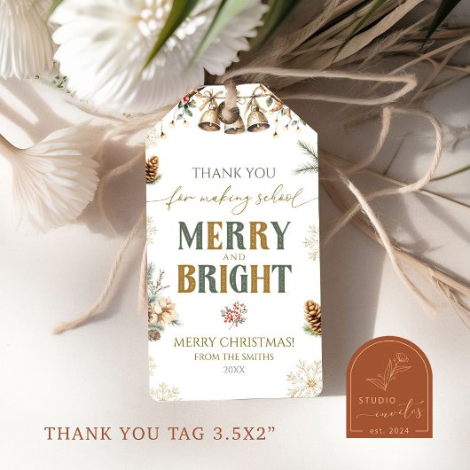 Kerst Vrolijk en Bright Teacher Gift Labels Cadeaulabel