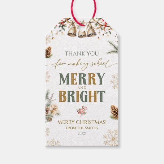Kerst Vrolijk en Bright Teacher Gift Labels Cadeaulabel (Voorkant)