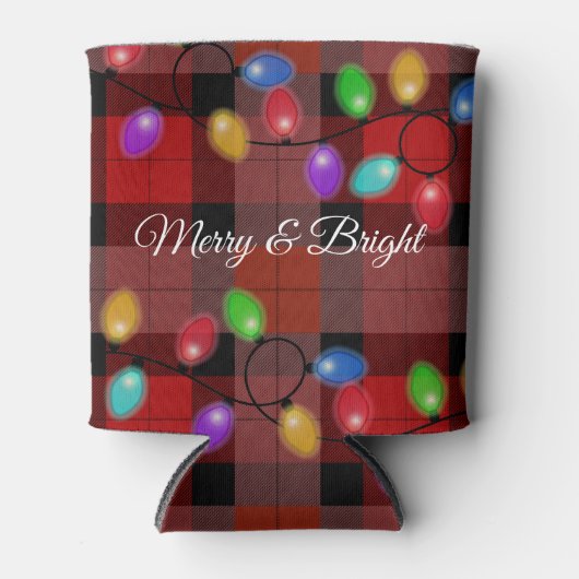 Kerst vrolijk en fel licht blikjeskoeler (Voorkant)