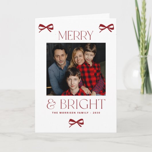 Kerst Vrolijk en Helder elegante familiefoto Feestdagen Kaart (Voorkant)