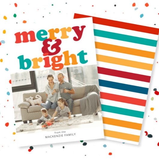 Kerst vrolijk en helder foto gepersonaliseerd feestdagenkaart