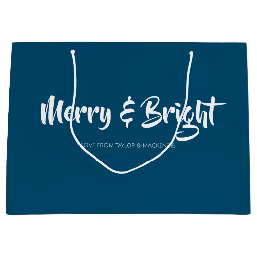 Kerst vrolijk en helder gepersonaliseerd groot cadeauzakje (Voorkant)