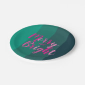 Kerst vrolijk en helder groen roze feest papieren bordje (Gekanteld)