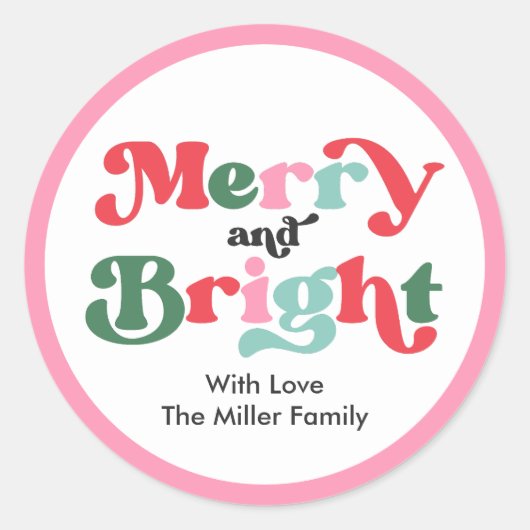 Kerst vrolijk en helder kleurrijk vakantie cadeau ronde sticker (Voorkant)