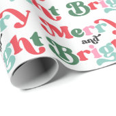 Kerst Vrolijk en helder kleurrijke retro vakantie Cadeaupapier (Rol Hoek)