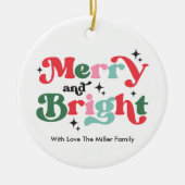 Kerst Vrolijk en helder kleurrijke retro vakantie Keramisch Ornament (Voorkant)