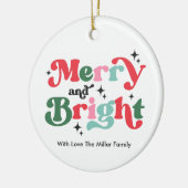 Kerst Vrolijk en helder kleurrijke retro vakantie Keramisch Ornament (Links)