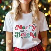 Kerst vrolijk en helder kleurrijke vakantie retro t-shirt