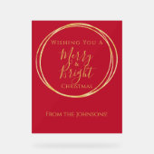 Kerst vrolijk en helder rood goud feest acryl bord (Voorkant)