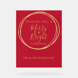 Kerst vrolijk en helder rood goud feest acryl bord