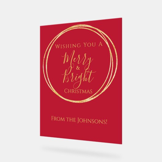 Kerst vrolijk en helder rood goud feest acryl bord (Hoek)