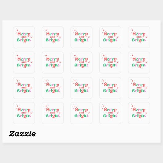 Kerst vrolijk en helder rood groen modern letterty vierkante sticker (Vel)