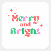 Kerst vrolijk en helder rood groen modern letterty vierkante sticker (Voorkant)