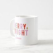 Kerst vrolijk en helder roze en rood koffiemok (Voorkant links)