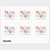 kerst vrolijk en helder roze rode cadeau vierkante sticker (Vel)